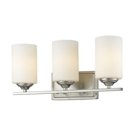 Z-Lite Bordeaux 3 Light Vanity, Brushed Nickel & Matte Opal 435-3V-BN